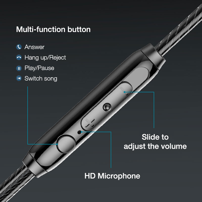 Eardeco in-ear-hörlurar headset med mikrofon trådbundna hörlurar tung bas stereo mobilhörlurar öronsnäckor trådbundna speltelefonhörlurar