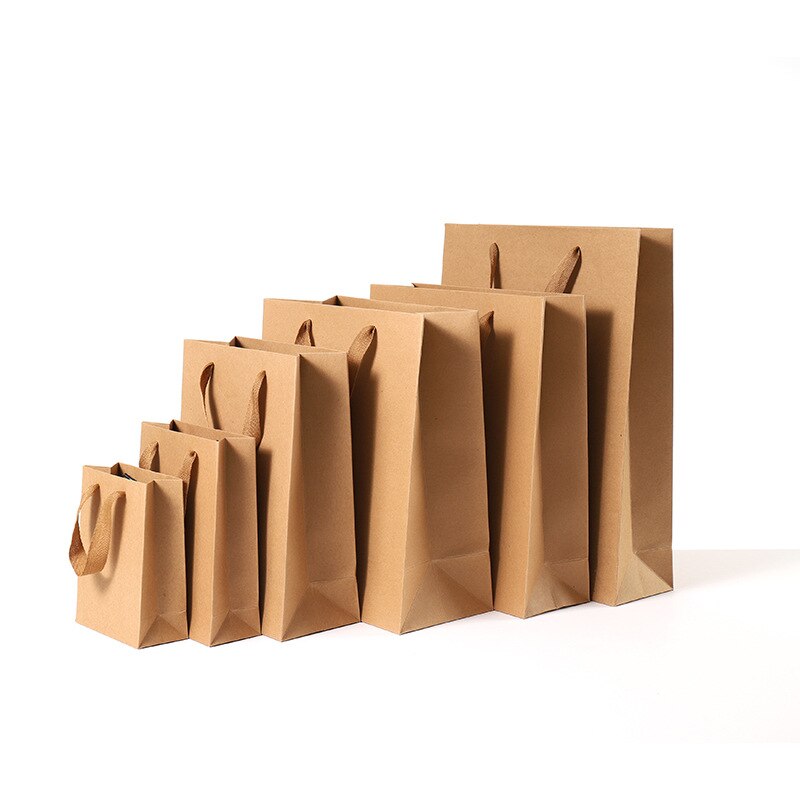 1 Pc Multi Size Bags Kraft Verpakking Handvat Papier Opbergtas Voor Bruiloft Snoep Gunst Tas Met Handvat zak Met Handvatten: vertical 15x20x6cm