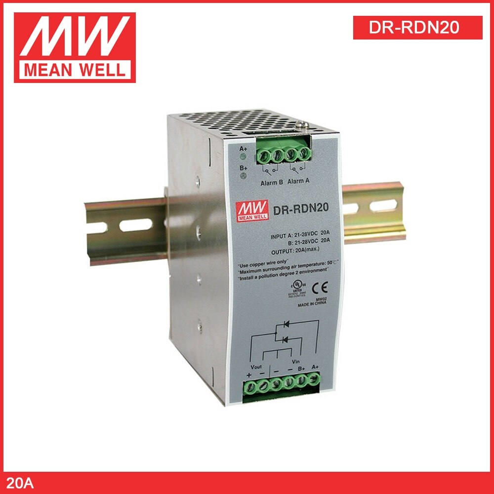 MEAN WELL DR-RDN20 DC30V 20A 600W Power Supply Redundancy Module DIN Rail Power Supply For Redundant Operation Of 24V System