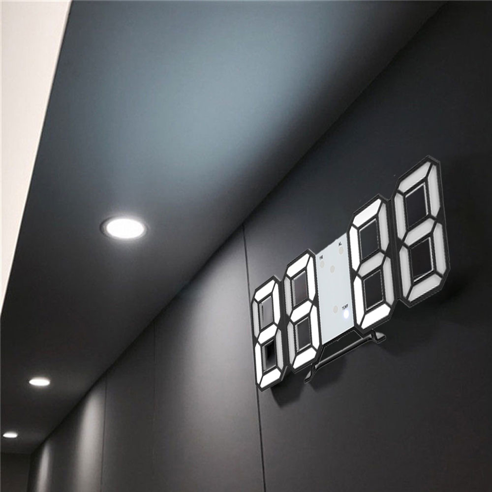 3D LED Digital Wall Clock Modern Stand Hang Clock Alarm Electronic Backlight Desktop Table Clock for Home Room Decor