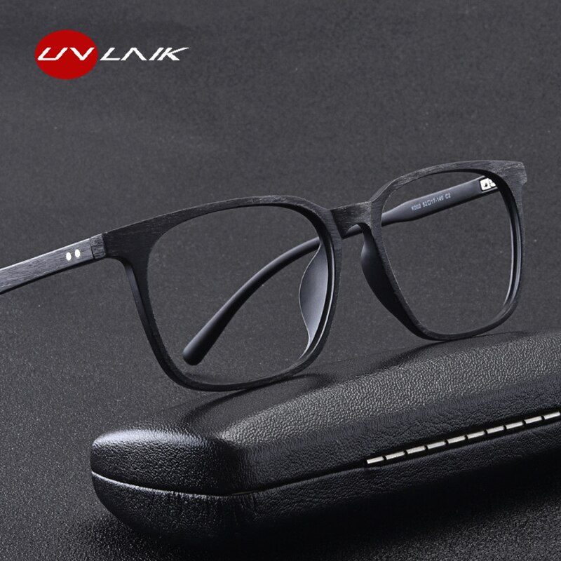 UVLAIK TR90 Glasses Frame Men Women Ultralight Imitation Wood Grain Myopia Spectacle Frame Casual Square Retro Eyeglasses