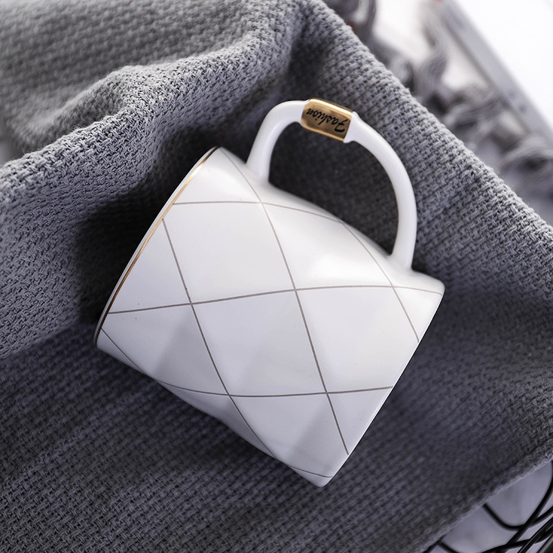 nordisch Goldene Schwarz und Weiß Netz Geometrie Keramik Kaffee Becher Porzellan Saft Trinken Tasse Kaffee Milch Tee Tasse