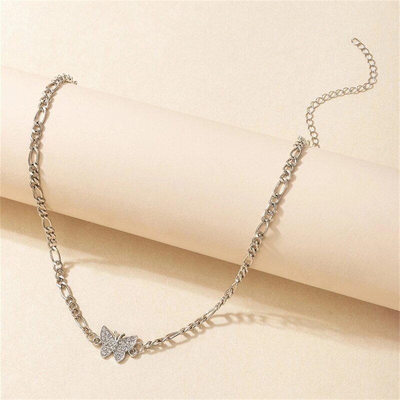 Trendy butterfly tassel necklace hollow collarbone chain simple women's temperament jewelry collares para mujer collares: Style 5