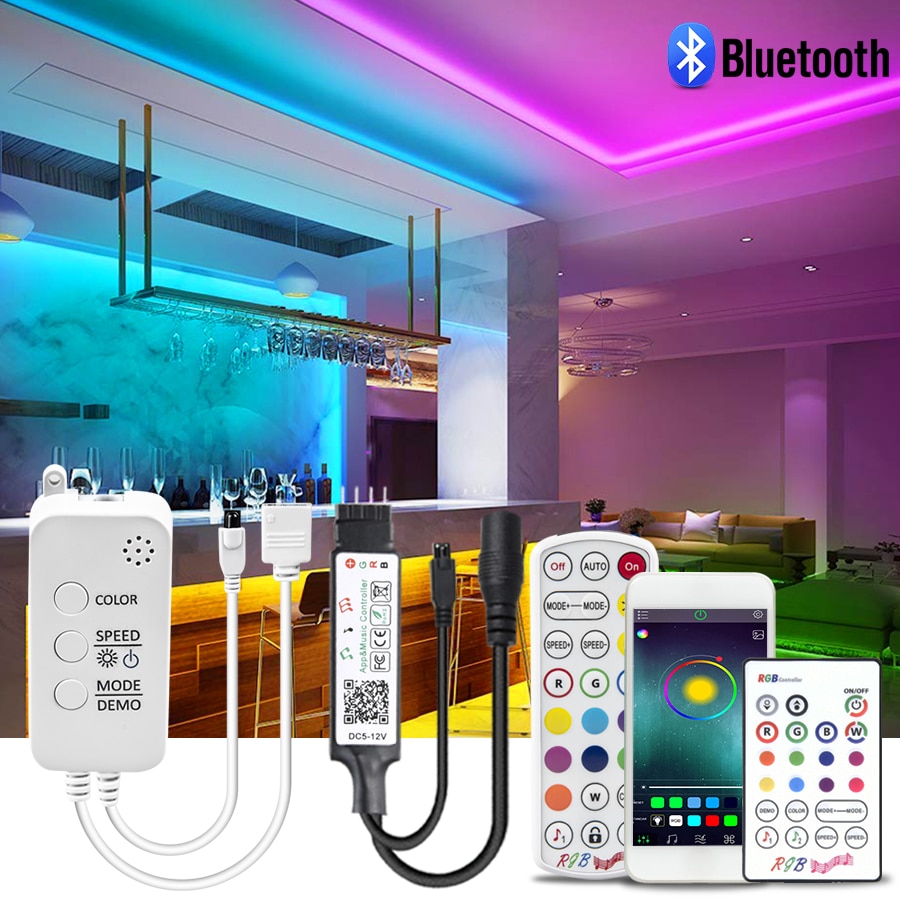 Bluetooth LED 12V Controller RGBW RGBWW RGB LED Strip Controller for RGB Strip Tape APP Music Color Dimmer Controller IR Remote