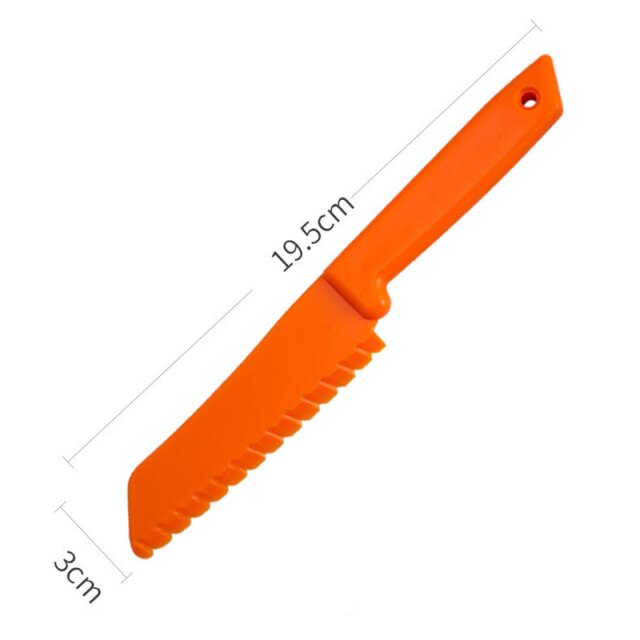 Kid Plastic Kitchen Knife Set Children's Safe Cooking Chef Nylon Knives For Fruit Bread Cake Salad Lettuce Knife: orange