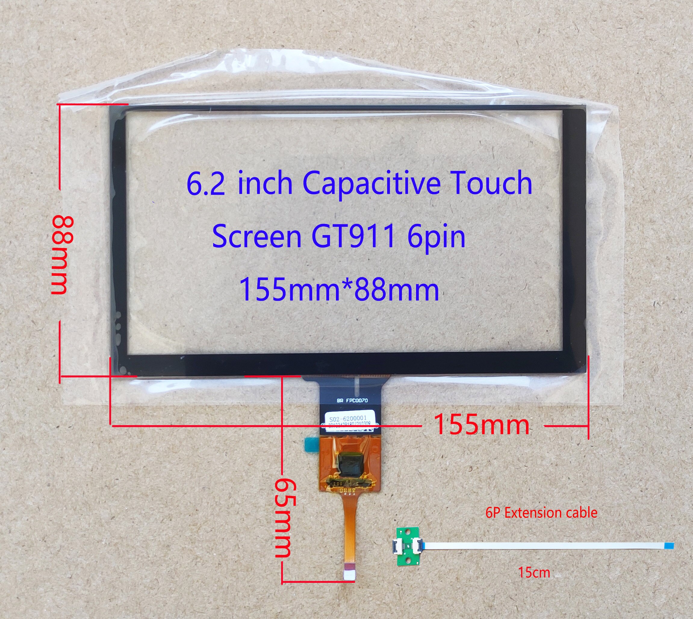 4,3/5/6.1/6.2/6.5/6.9/7/8/9/10. Panel táctil del Sensor de la pantalla táctil capacitiva de 1 pulgada, GT911 928 9271 615 Universal: 6.2