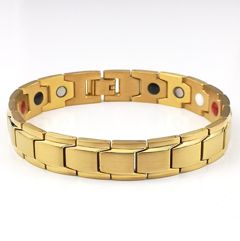 Health Care Weight Loss Magnetic Therapy Element Bracelet Arthritis Relief Pain Health Energy Biomagnetic Men Bracelet: Golden
