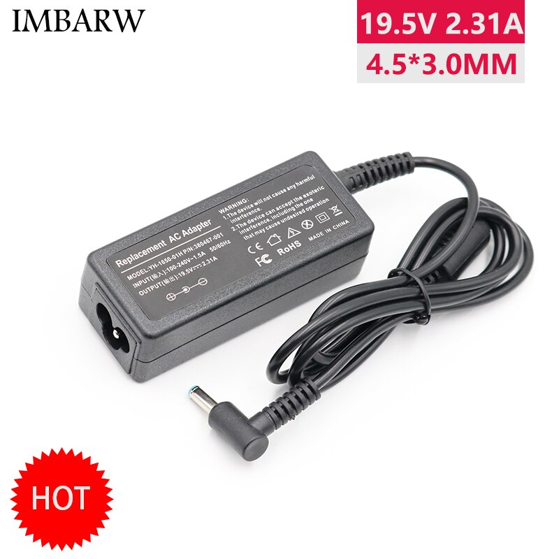 19.5V 2.31A 45W AC/DC Power Adapter Charger W/ Power Cord for HP 740015-001 741727-001 740015-003 740015-002 741727-001