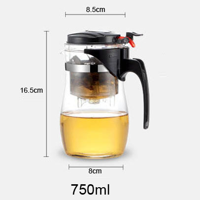 Varmebestandig glass tekanne kinesisk kung fu te sett puer vannkoker kaffeglass maker praktisk kontor tekanne: 750ml