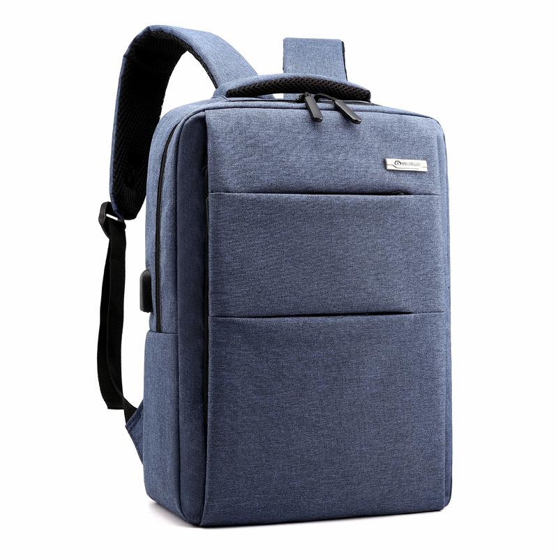 Simple men's stereo backpack USB charging breathable decompression waterproof backpack student schoolbag Laptop Backpack: Blue