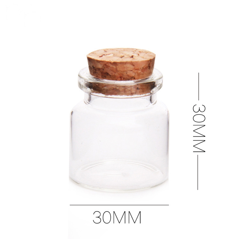Tapón de corcho para botellas de vidrio de 30x30mm, 12 Uds., 10ml, frascos de vidrio transparente, viales, contenedor de almacenamiento transparente para decoración del hogar, artesanía