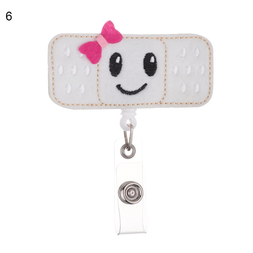 1pc klud sygeplejerske udtrækkeligt badge pull spænde hjul clip sød tegning bandage stil studerende id-kort badge holder: 6