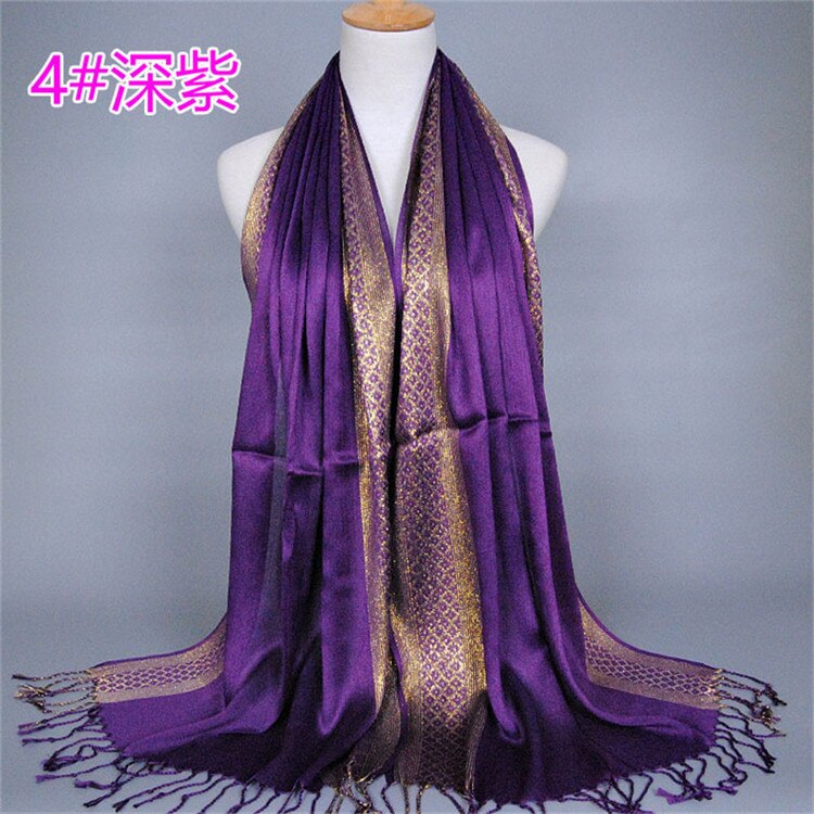 NEUE frauen Gold baumwolle einfarbig muslimischen kopf schal schals und wickelt pashmina bandana weiblich foulard damen hijab speichert: 22