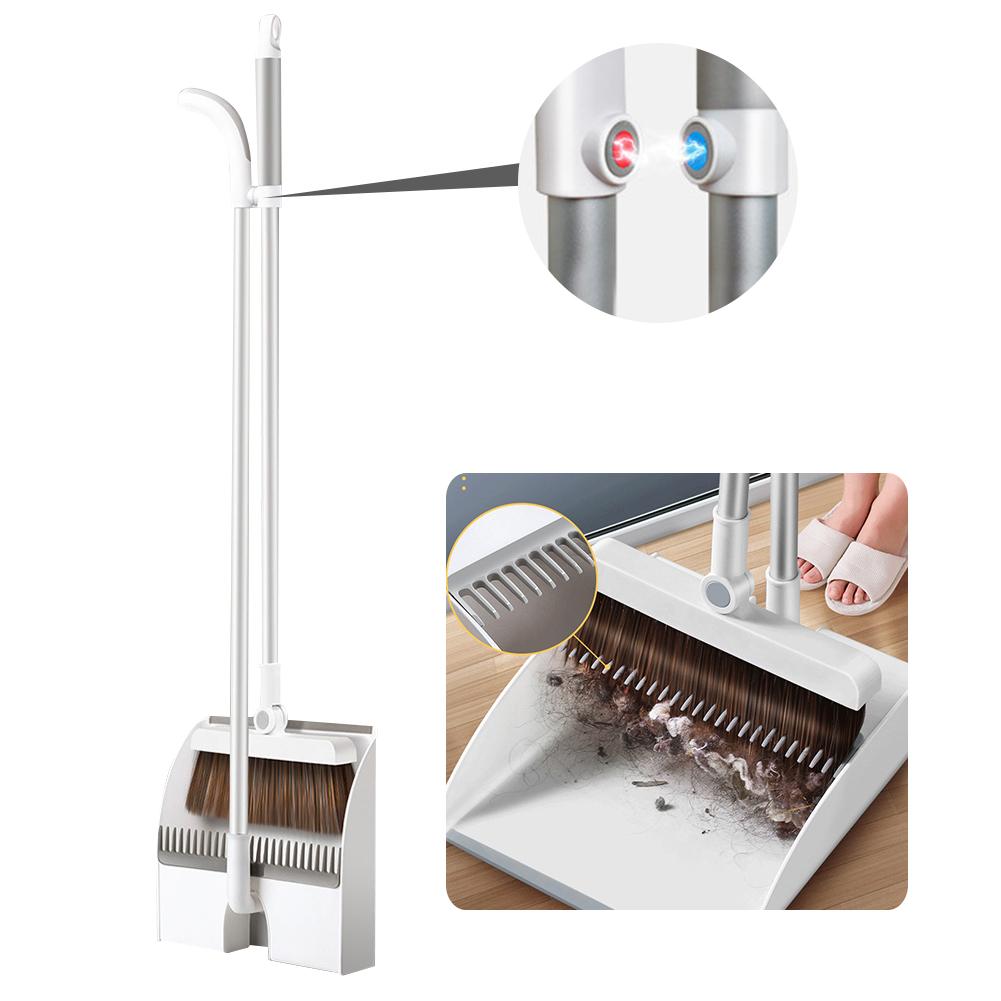 Magnetic Dustpan Set Upright Standing Dust Pan With Extendable Broomstick Cleaning Brush Broom Dustpan Set For Home: Default Title