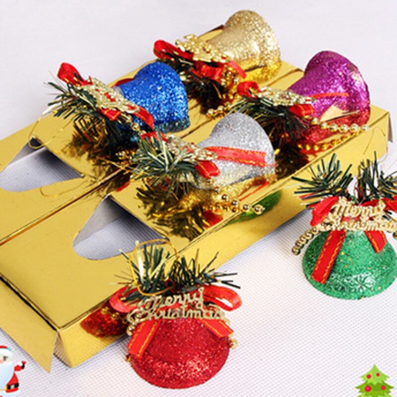 6 stuks kerstbellen metalen kerstklokken kerstboomdecoratie doe-het-zelf familie ornament kerstballen bellen knutselhanger