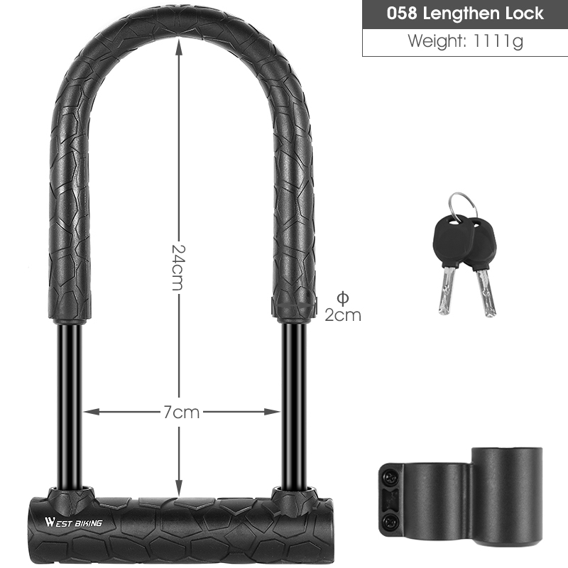 Bicycle U Lock Anti-theft Steel Safety Motorcycle Scooter Cycling Lock MTB Road Bike Wheel Lock 2 Keys Bike Lock Heavy Duty: 058 Lengthen Type