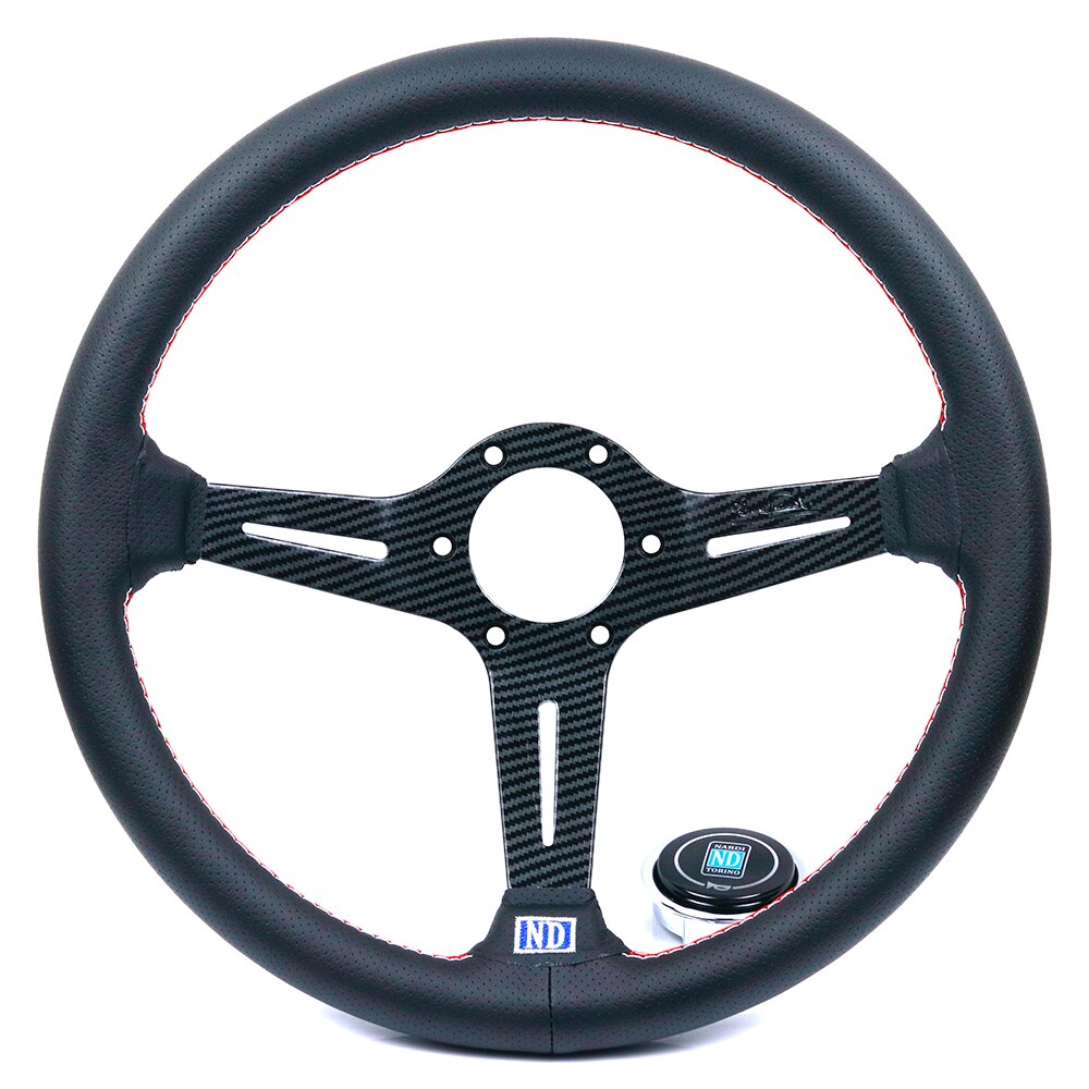 14inch ND Carbon Fiber Look Leather Drift Sport Steering Wheel