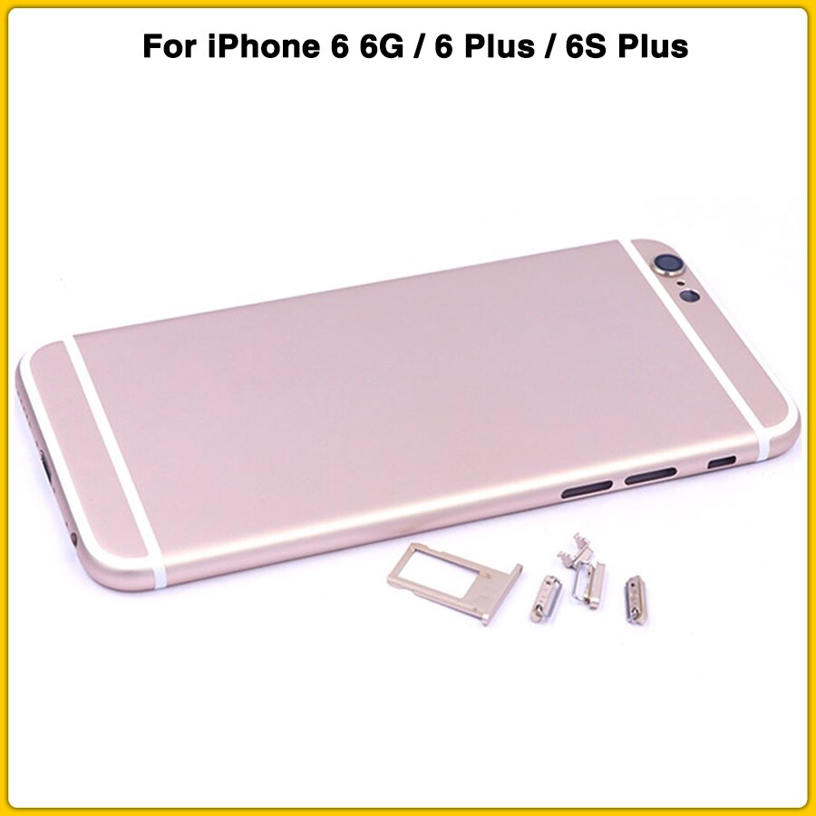Fuldt hus til iphone 6 6g 6 plus 6s plus batteri bagcover batteridør metal mellemramme chassis bagcover