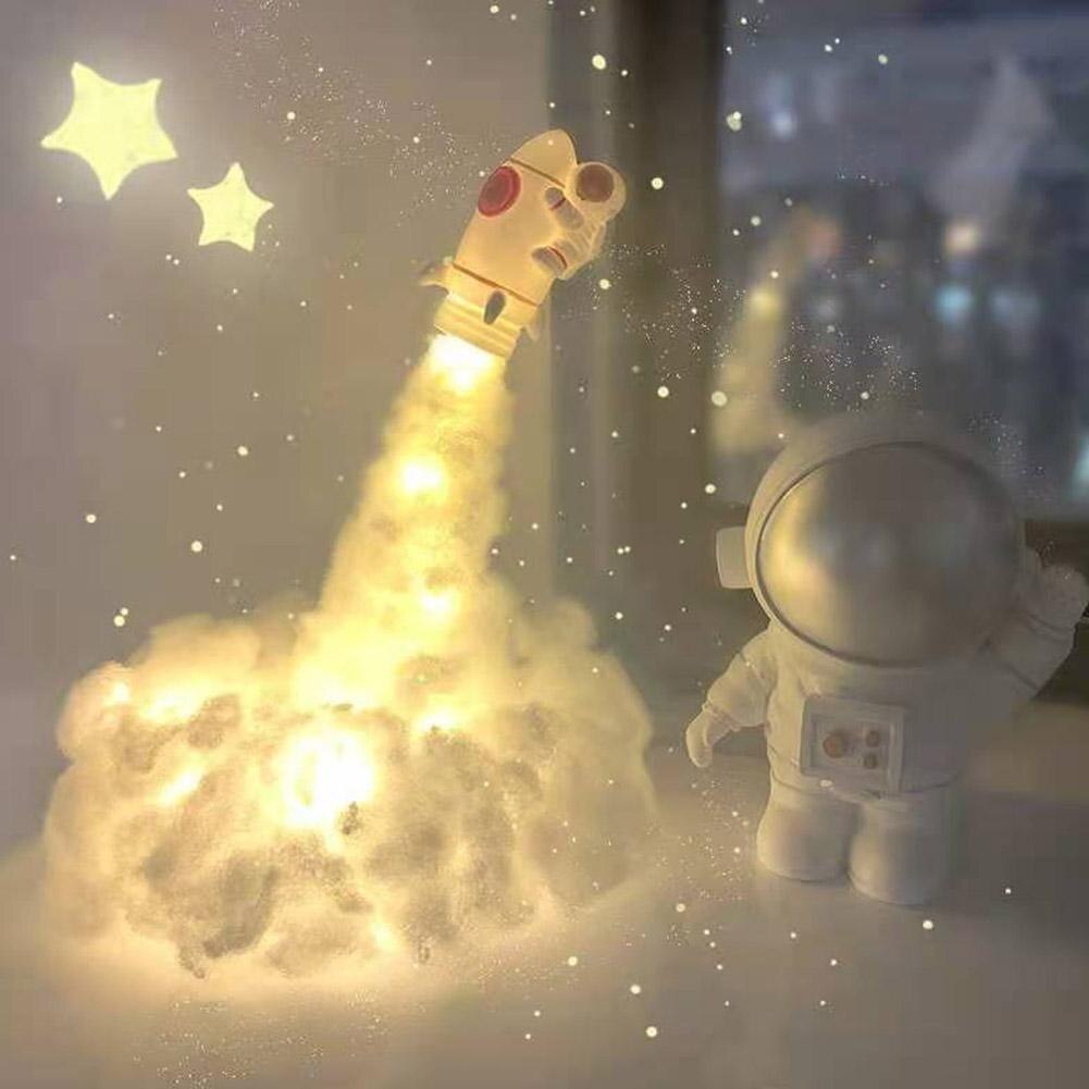 Led Verlichting Art Teken Slaapkamer Decoratie Handgemaakte Met Wolken Astronaut Rocket Voor Thuis Warm Lamp Decoratieve Night U8O3