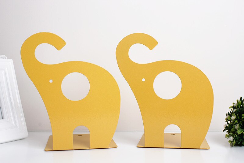2 Pcs/Set Cute Giraffe and Elephant Book Stand Cartoon Metal Bookend Reading Book Holder Shelf: H