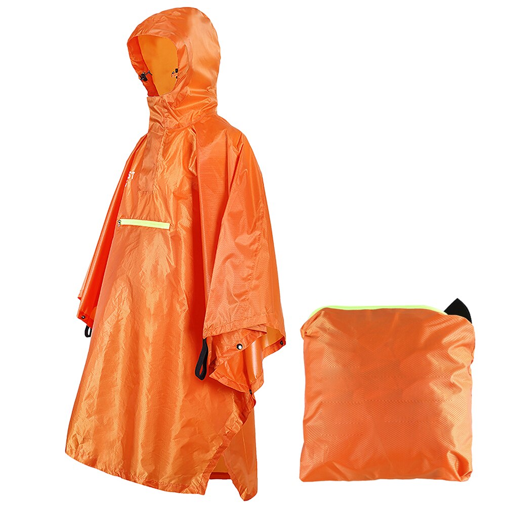 Kevyt vedenpitävä hupullinen sadeponcho sadetakki miehille naisille ulkoilu vaellus pyöräily retkeilymatto katos katos: Tyyli b oranssi