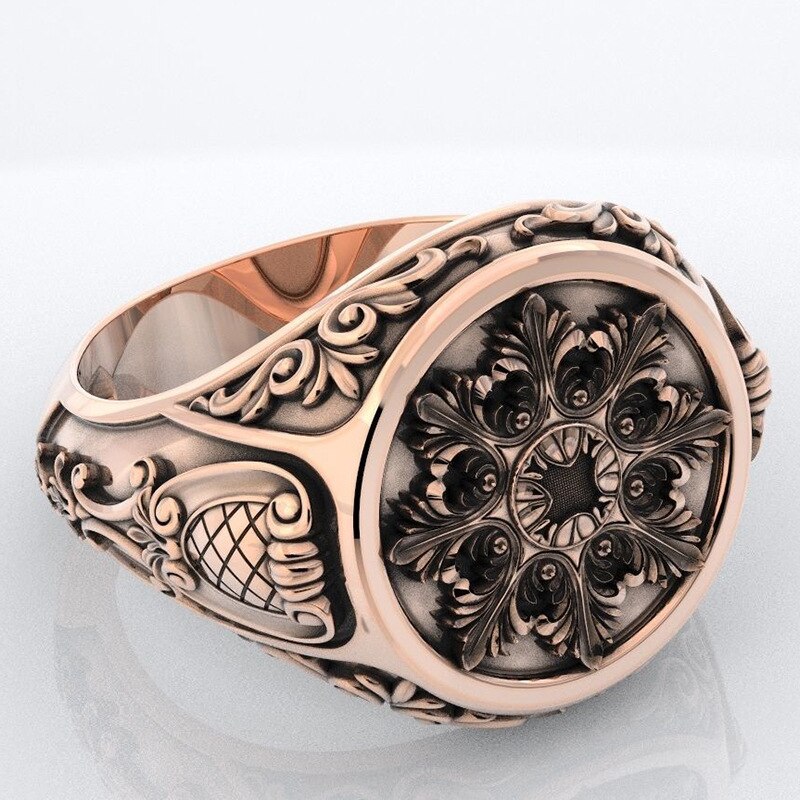 Mannen 925 Zilveren Vintage Overheersend Ring 18K Geel Vergulde Rose Gold Ring Sieraden Ring