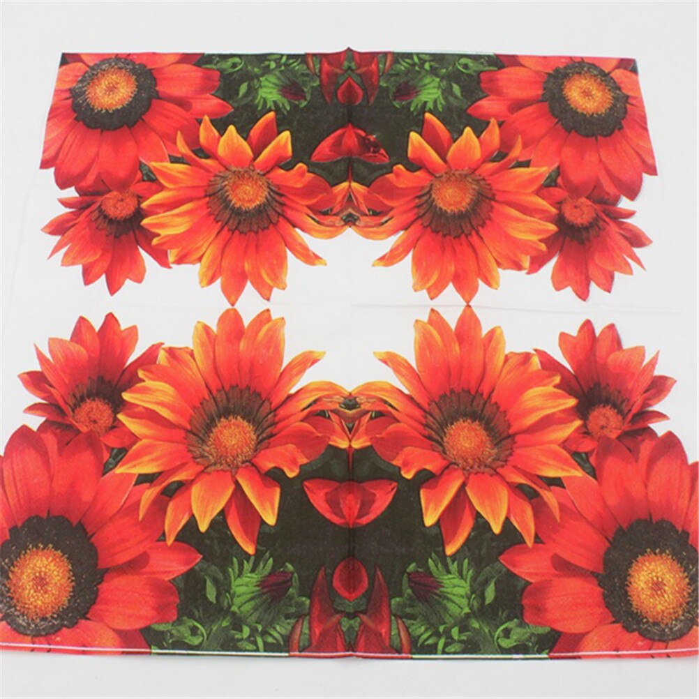 20pcs/pack/lot Sunflower Paper Napkin Flower Para Festas &amp; Party Supply Tissue decoupage Servilleta 33*33cm