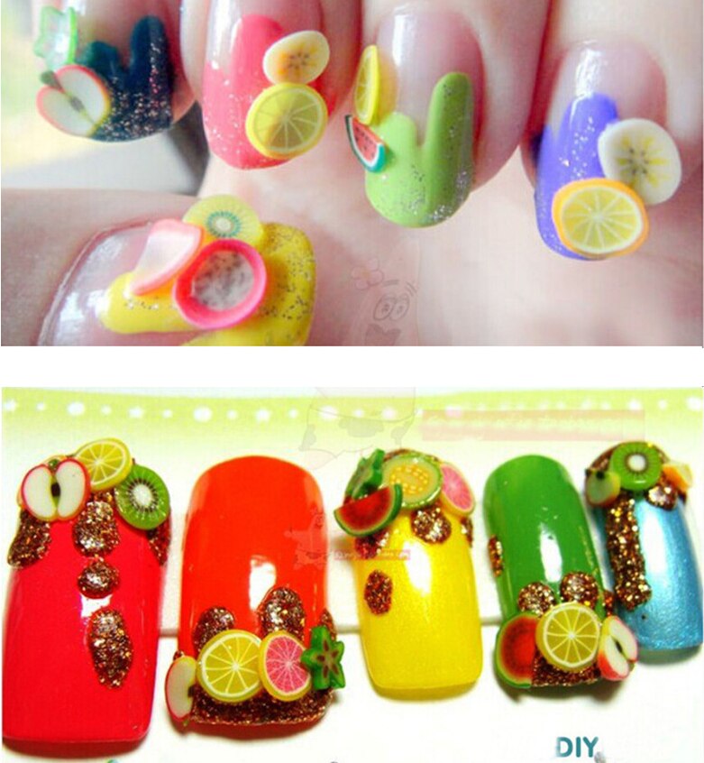 1 pièces Kawaii Nail Art fruits fleurs plume bricolage canne tranches décoration acrylique beauté polymère argile ongle autocollant outil