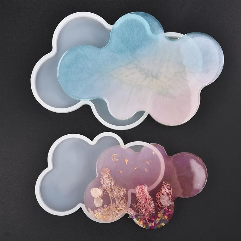 Moules en Silicone de dessous de verre en forme de nuage, fabrication de bijoux en résine à faire soi-même, moules de moulage en résine époxy pressée UV