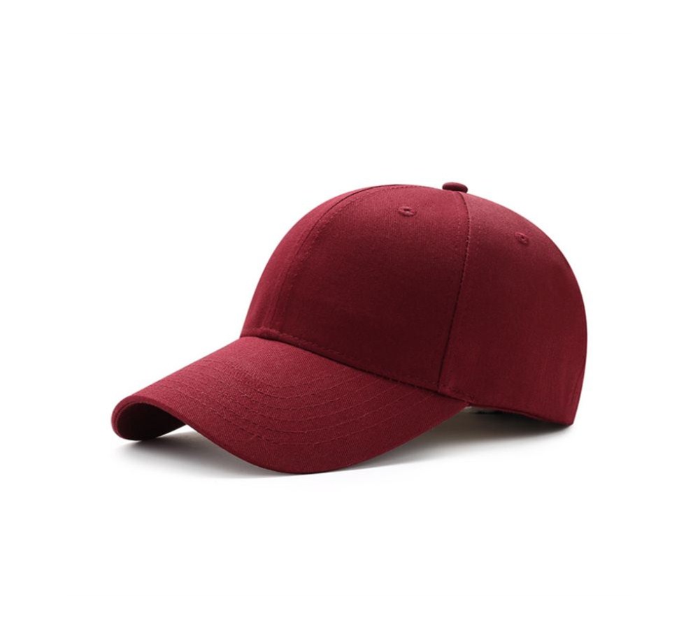 Mænd kvinder almindelig buet solskærm baseball cap hat ensfarvede justerbare kasketter: Burgunder