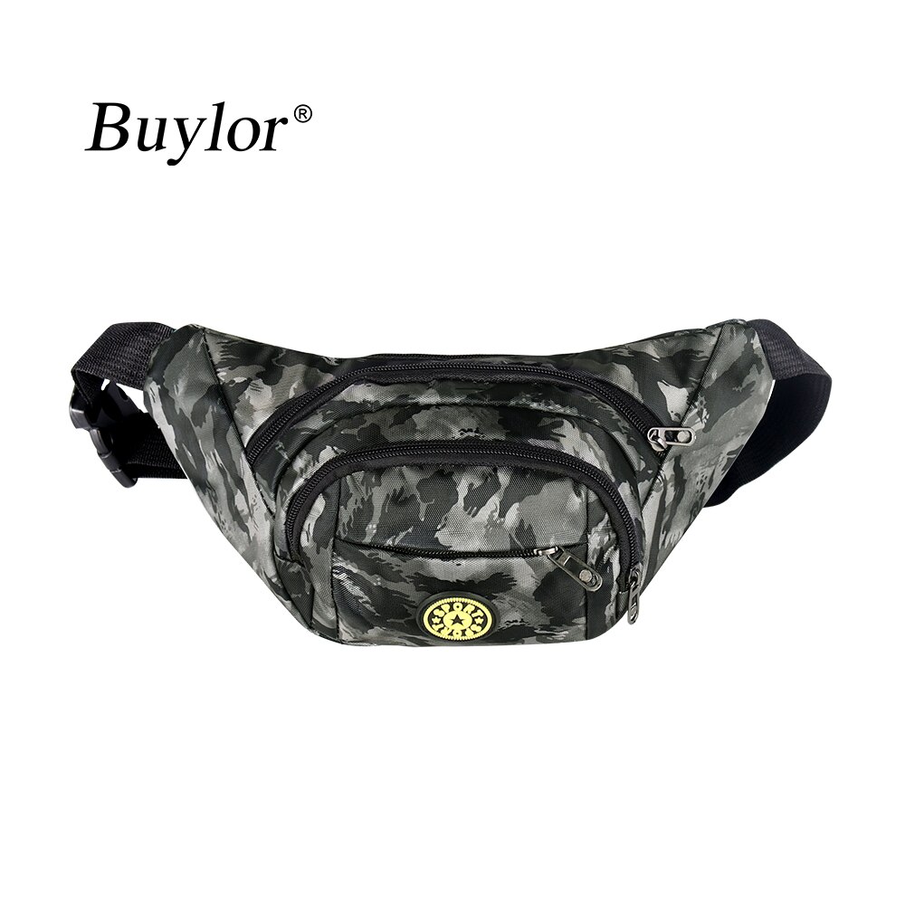 Buylor fanny pack menn belte bag vanntett midje pakker banan bryst rumpe bag kvinner glidelås lommebok veske reise sykkel fotturer: Grå