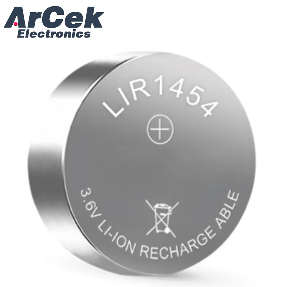2 Stück LIR1454 wiederaufladbare Knopfbatterie 3,6 V 90 mAh Lithiumbatterien LIR 1454 ersetzt CR1454 ICR1454S für Headset-Kopfhörer