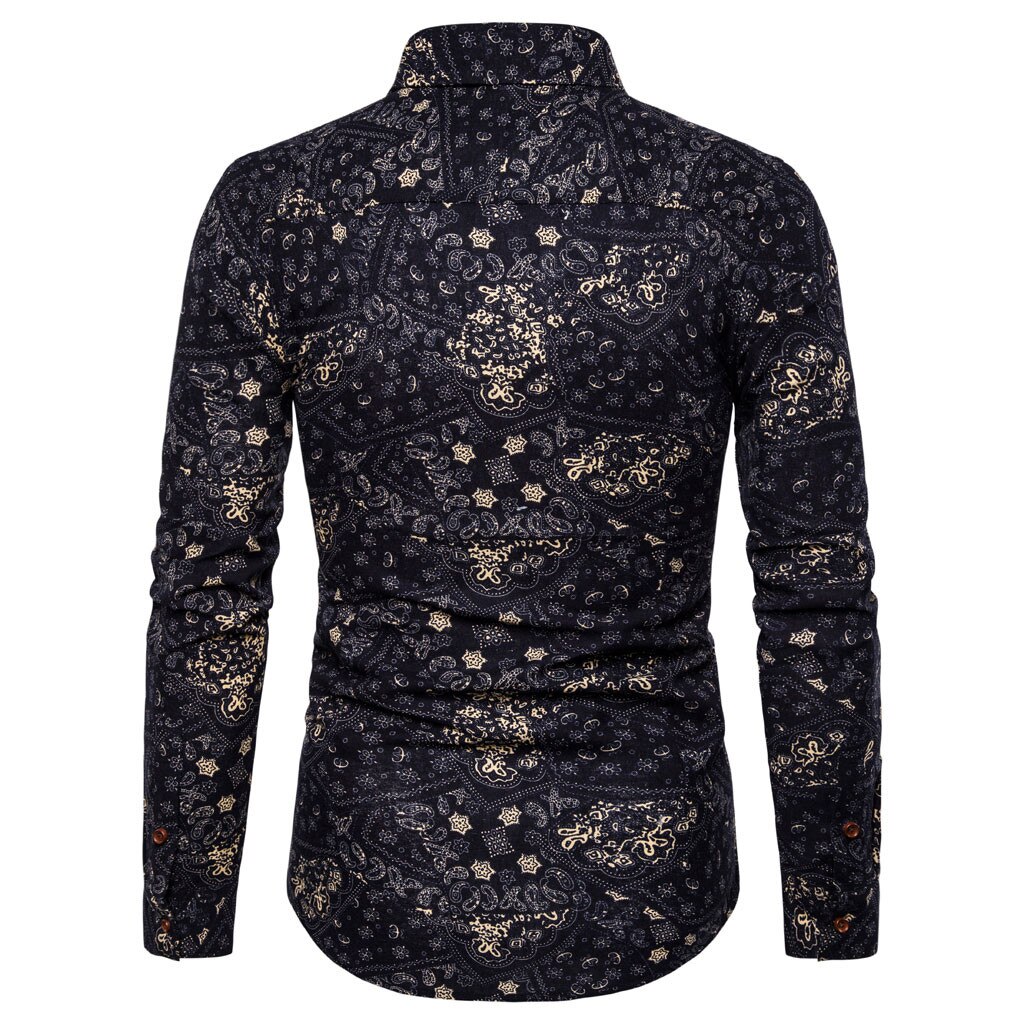 Men's Summer Business Leisure Printing Long-sleeved Shirt Top Blouse High Herenkleding Popular Shirts #3