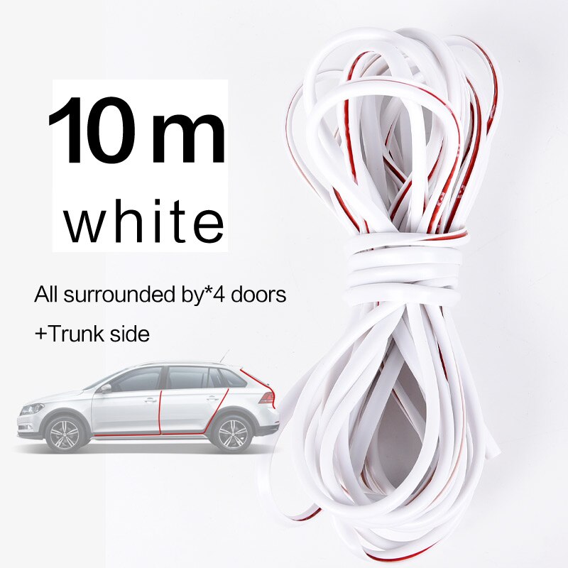 10M "U" Type Auto Afdichtstrip Geluidsisolatie Auto Dashboard Seal Strips Voorruit Dashboard Afdichting Strips Auto accessoires: 10 m white