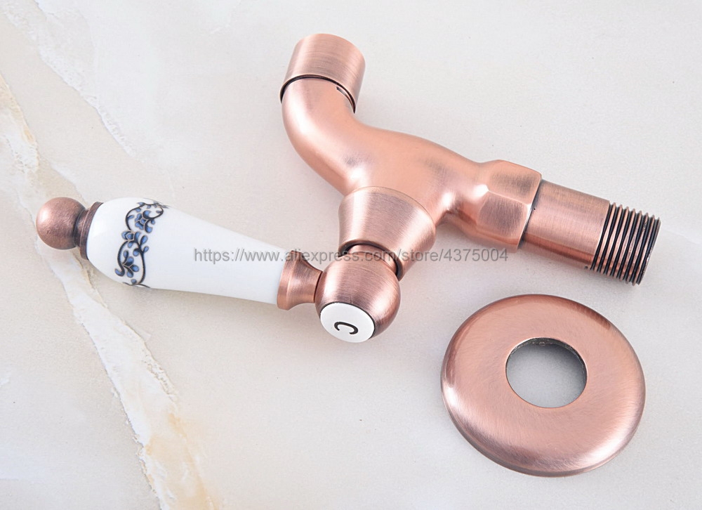 Robinet de piscine mural en cuivre rouge Antique, robinet d'évier pour cuisine salle de bains jardin robinet d'eau froide à poignée unique Nav331