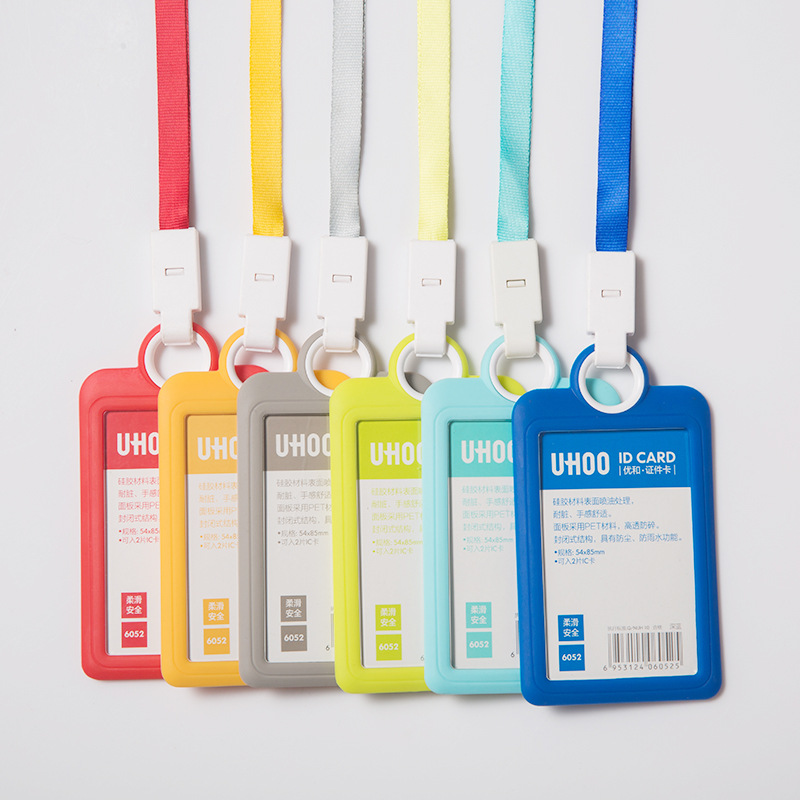 Pehmeä Pudotuksenesto Työ ID-korttipidike Kaulanauha Lanyard Standard Silikonikorttikotelo Läpinäkyvä Kortinhaltija ID-kortille Opiskelijakortille