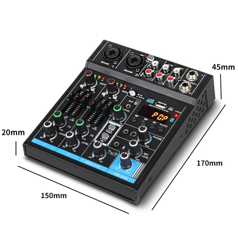 Mini Mixer Digital Portable Sound Mixing Console with Sound Card &amp; Bluetooth Function