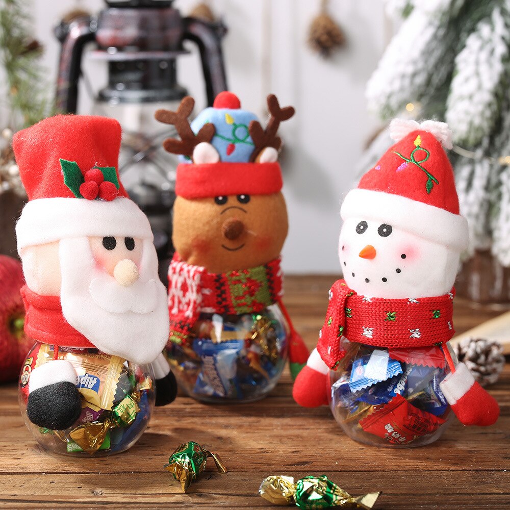 1Pc Santa Claus Snowman Candy Jar Empty Chocolate Cookie Candy Box Storage Bottle DIY Year Christmas Party Kids Navidad