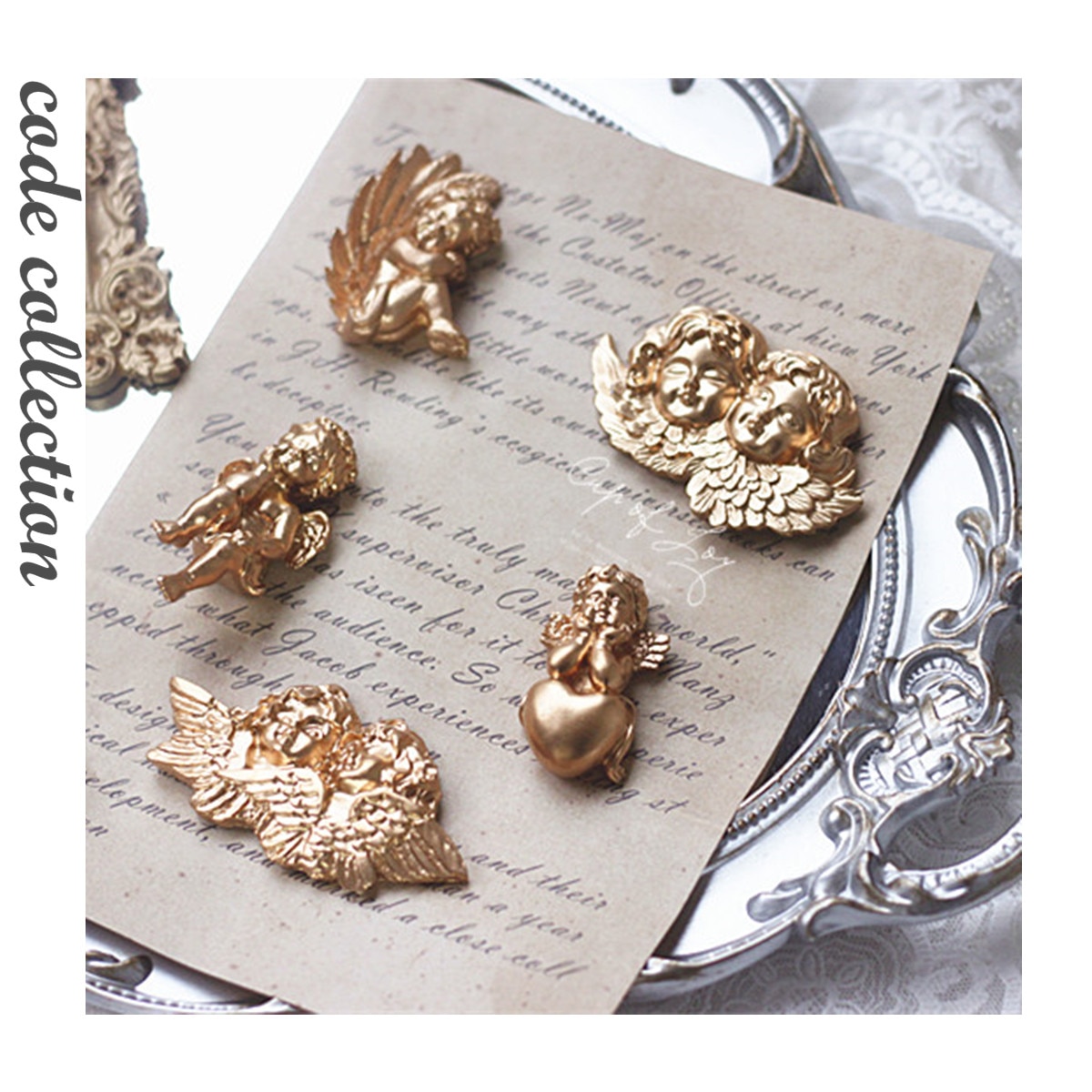 Barok gotisk sød stor størrelse engel broche smykker tilbehør jul harpiks guld krave pin