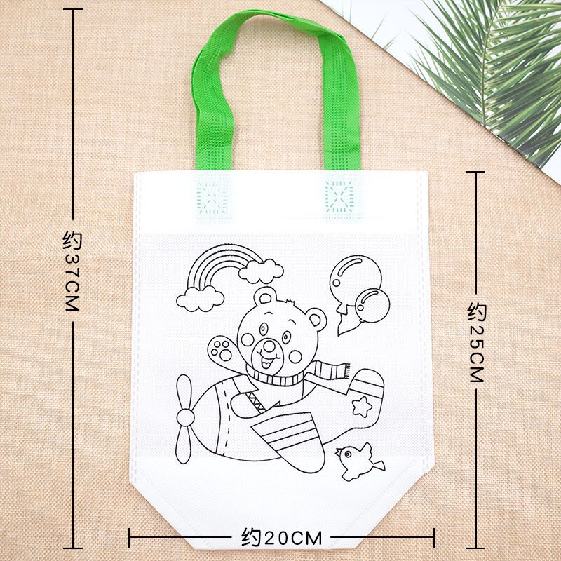 10pcs Per Bambini FAI DA TE Eco-Friendly Borsa Graffiti Giocattolo Educativo Scuola Materna Pittura A Mano Materiali Tessuto Borse Per Bambini Giocattoli Regali