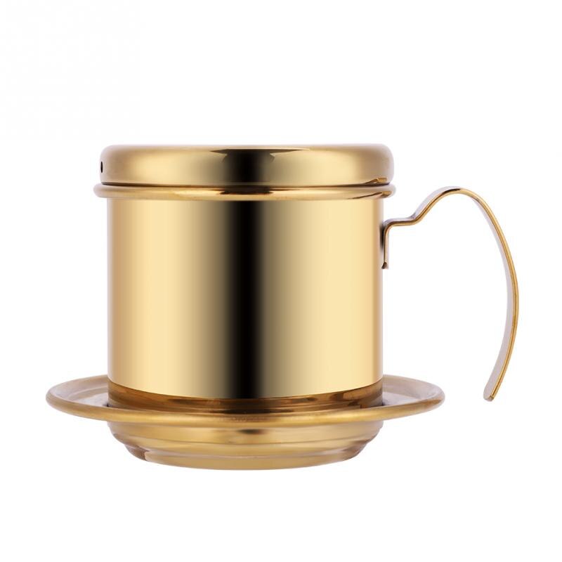 Rvs Cup Vietnamese Koffie Drip Filter Maker Infuser Vietnam Stijl Koffie Mok Cup Zeef Koffie Gereedschap: Golden