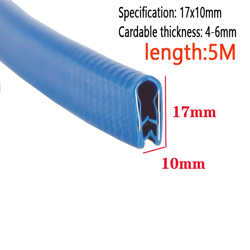 5m længder clmap fortykket panel u-formet gummitætningsliste kant gummibeskyttelsesliste metalplade kant gummiliste: Grøn