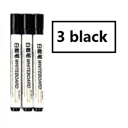 3Pcs Erasable Whiteboard Marker Pen Liquid Type Black Blue Red School Class Home Teaching Kids Drawing Office Meeting 6817: 3black
