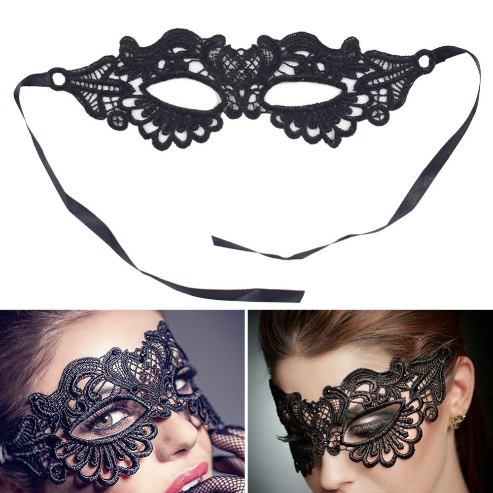 Antifaz De Encaje Negro Para Mujer – Máscara De Ojos Elegante Con Cinta Ajustable, Ideal Para Halloween, Carnaval Y Obras De Teatro