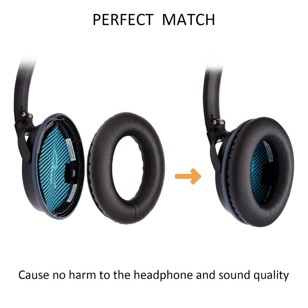 Wantek Oorkussens Vervanging voor Bose Hoofdtelefoon QC25 QC35 Ae2, Ae2i, Ae2w Quiet Comfort 25 QC15, afdrukken, Zwart met Blauw (1 Paar)