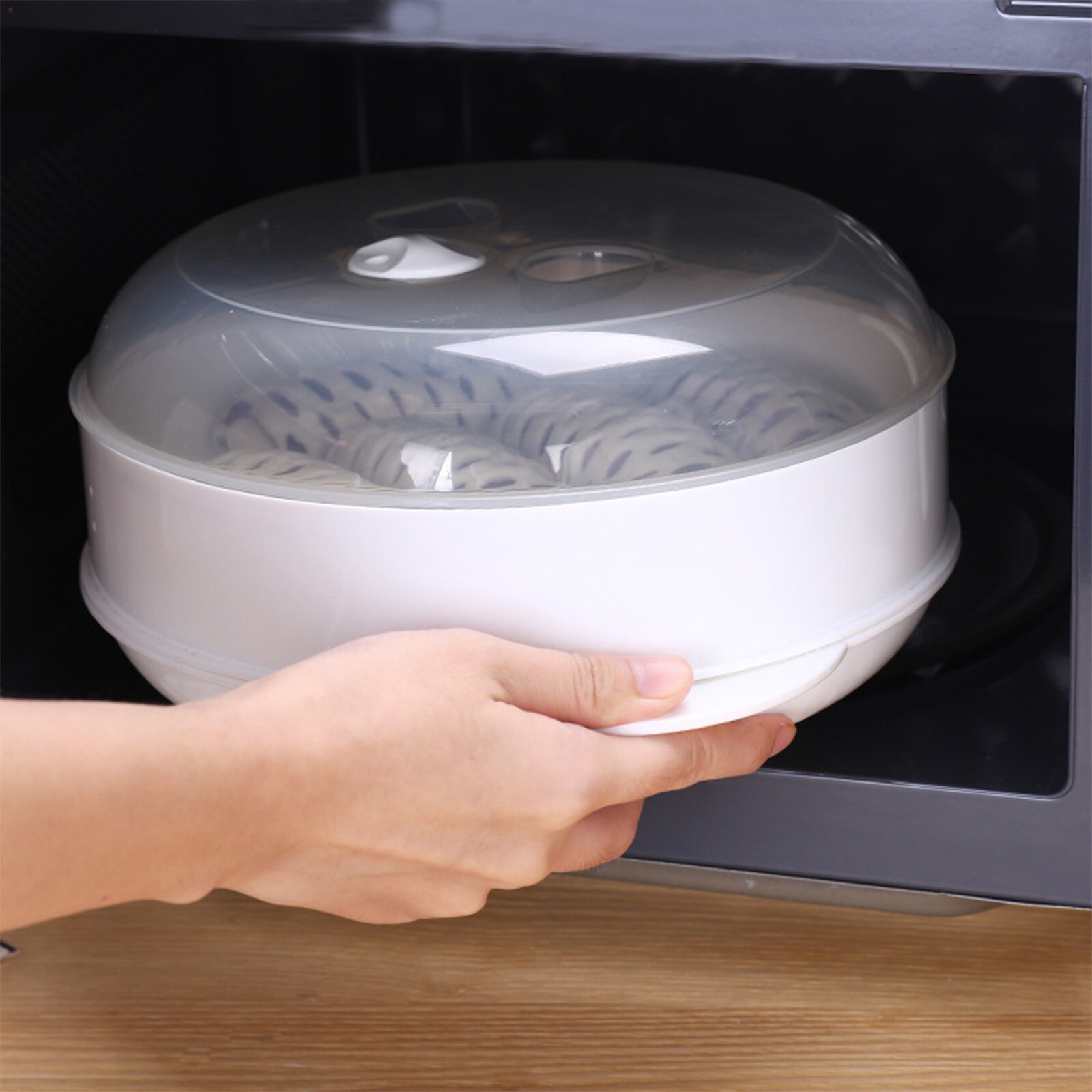 Magnetron Stoomboot Met Deksel Duurzaam Plastic Stoomboot Duurzaam Gestoomde Keuken Tool Dampende Thermische Isolatie Bento Lunchbox