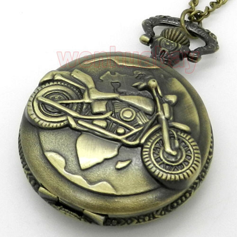 Cool motorcykel steampunk vintage fickur kvarts hänge klocka halsband med kedja för män kvinnor motor estacionario