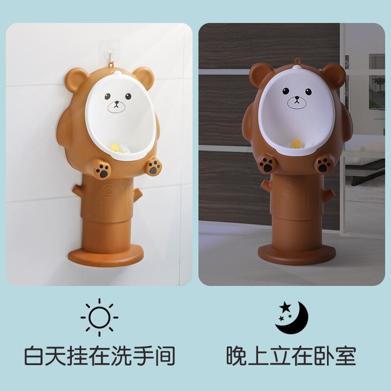 Orinal con gancho de pared de oso de dibujos animados, orinal de bebé de altura ajustable para niño, orinal de entrenamiento para niños, orinal Vertical, orinal, inodoro