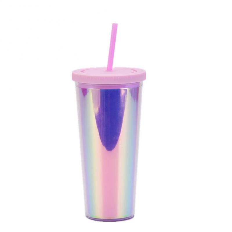 450ml/700ml Durian Cup Gradient Plastic Water Cup With Straw And Lid Double-Layer Reusable Tumbler Coffee Mugs Kitchen Drinkware: 02 700ml