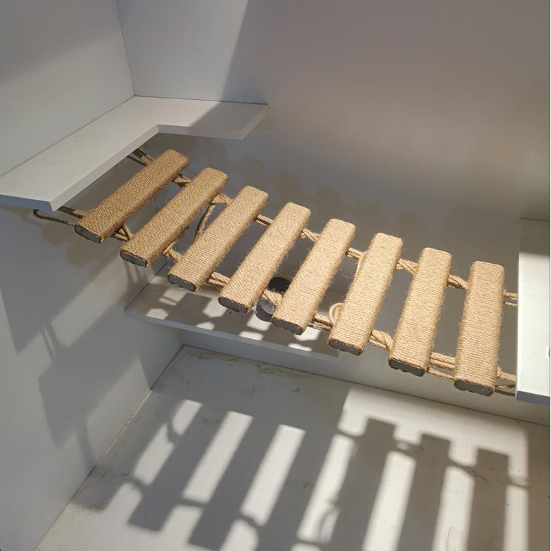 Juguetes de pared para actividades, rascador de Sisal de madera para gatos, muebles escaladores, puente para gatos, escalones de cuerda, escalera para gatitos, poste para pared